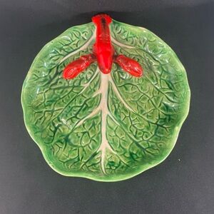 Lobster and Cabbage Leaf Vintage Serving Dish